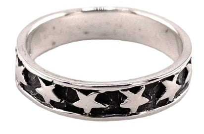 Star 5 MM Sterling Silver Ring