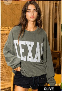 Texas Comfy Graphic Sweatshirt-Olive