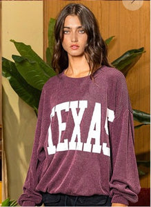 Texas Comfy Graphic Sweatshirt-Wine