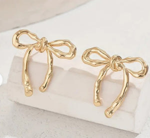 Gold Bow Earrings