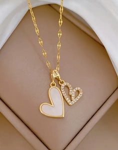 Double Heart Gold Necklace