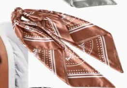 Bandana Print Silk Wild Rag- Rust