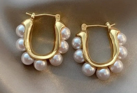 Pearl Gold Hoops