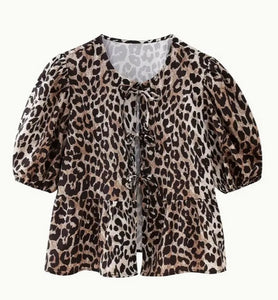 Kira Leopard Tie Top
