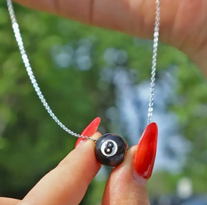 Eight Ball Silver Necklace