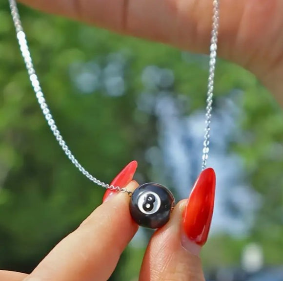Eight Ball Silver Necklace