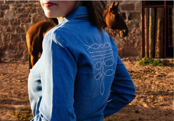 Denim Boot Stitch Button Up
