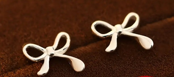 Tiny Silver Bow Earrings