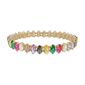 Multi Marque Crystal and Gold Stretch Bracelet