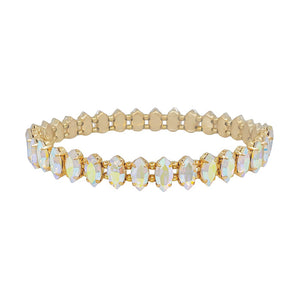 AB Opal Marque Crystal and Gold Stretch Bracelet