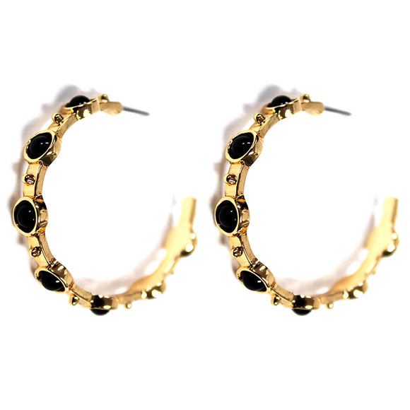 Gold Hoop Stone Earring