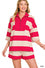 Hollie Striped Half Zip Shorts Set