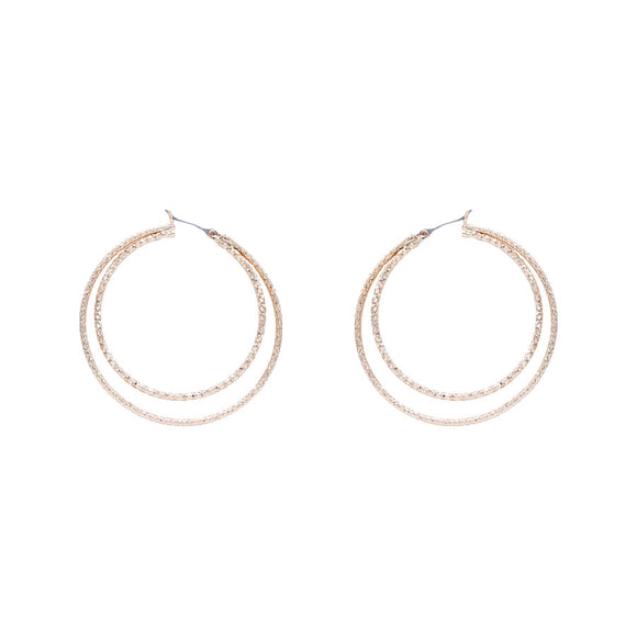 Gold Textured Layered Hoop Earring