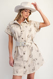 Western Printed Washed Twill Dress