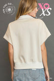 Bex Half Zip Cap Sleeve Set-Ecru