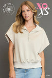 Bex Half Zip Cap Sleeve Set-Ecru