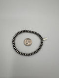 6mm Rondelle Silver Plated Copper Pearl Stretch Bracelet