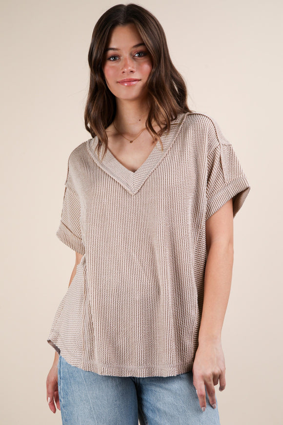 Joey Ribbed Knit Top-Oat