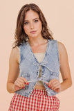 Tatum Washed Denim Front Tie Vest