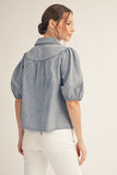 Kate Button Down Washed Denim Top