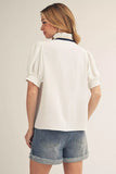 Carson Puff Sleeves Color Accent Top