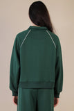 Tori Piping Detail Quarter Zip Set Green