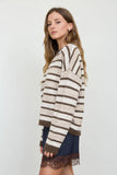 Sara Stripe Raw Edge Knit Sweater