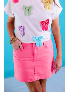 Nova Denim Skirt, Pink
