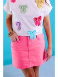 Nova Denim Skirt, Pink