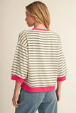 Darlene Stripe 3/4 Sweatshsirt