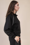 Tori Piping Detail Quarter Zip Set Black