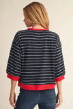 Darlene Stripe 3/4 Sweatshsirt