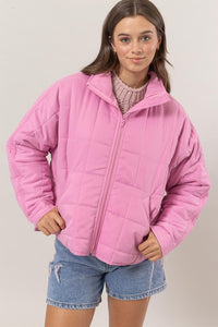 Stormie Quilted Puffer Jacket- Pink