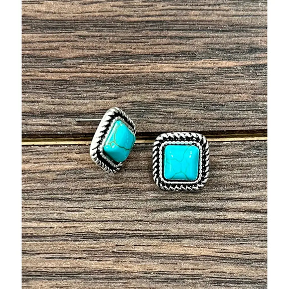 8mm Square Stone Stud Earrings