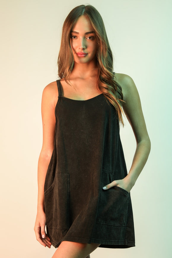 Josephine Mini Dress with Shorts-Black