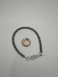 4mm Round Silver Plated Copper Pearl Clasp Bracelet