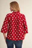 Mayes Polka Dot 3/4 Slv Top