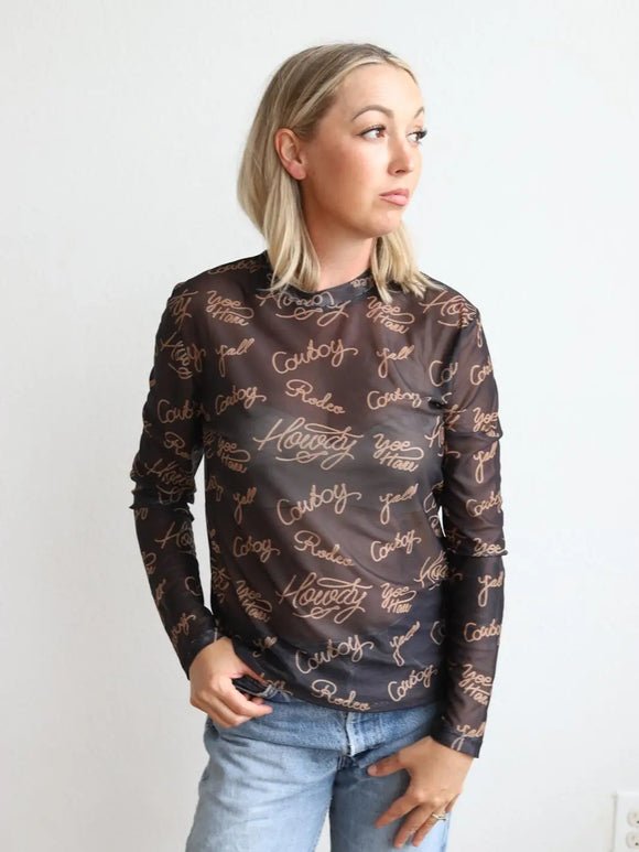 Lasso Black Mesh Top