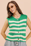 Brooke Stripe Button Sweater Top