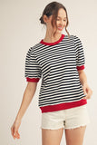 Kait Rib Band Stripe Top