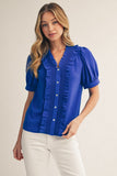 Jaycee Ruffle Detail Button Top