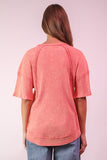 Lex Ribbed Top-Coral