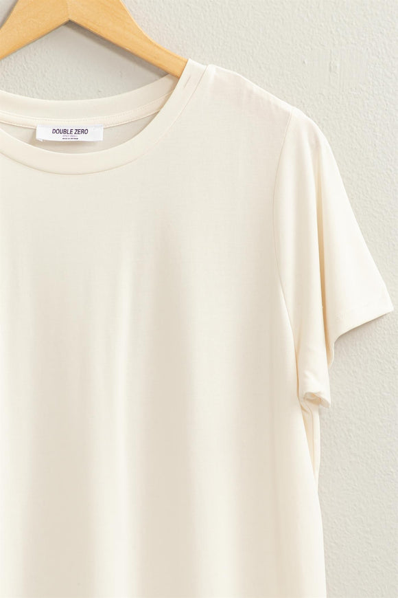 Allison Basic Crew Neck T-Shirt-Cream