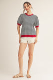 Kait Rib Band Stripe Top