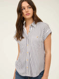Kenz Stripe Collared Button Top