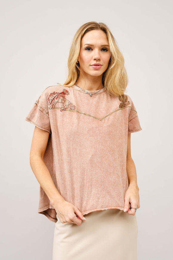 Embroidered Western Yoke T-shirt