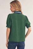Carson Puff Sleeves Color Accent Top