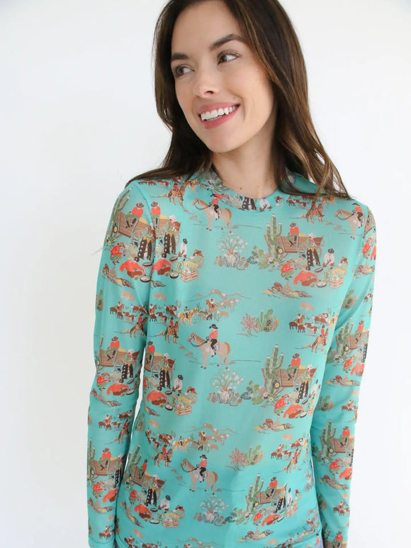 Turquoise Wagon Mesh Top