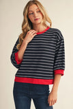 Darlene Stripe 3/4 Sweatshsirt