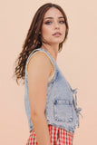 Tatum Washed Denim Front Tie Vest
